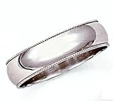 Mens 6MM 14kt white gold milgrain wedding band