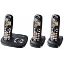 Panasonic KX-TG7323GB, Schnurlostelefon mit zwei zusätzlichen Mobilteilen inkl. Ladeschale, Trio, schwarz