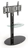 Glass LCD TV Stand for a 26 to 42 inch Monitor with a Height-Adjustable Shelf - Black