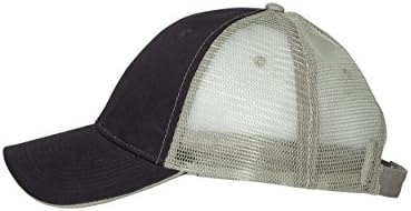 Cotton Twill Trucker Cap With Mesh Back and A Sleek Trim on front of the Bill - Unisex Navy/Grey