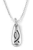 Sterling Silver Tear Drop Fish Pendant by Bob Siemon, 18"