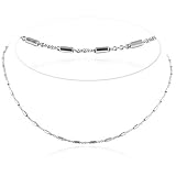 Sterling Silver Cylinder Link Chain Necklace 16