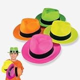 Neon Color Plastic Gangster Hats (1 dz)