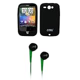 EMPIRE Black Silicone Skin Cover Case + Green 3.5mm Stereo Headphones for H ....