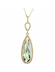 14K Yellow Gold Double-Sided Checkerboard Cut Prasiolite (Green Amethyst) and Diamond Pendant -- LIFETIME WARRANTY