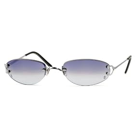 Authentic Cartier Rimless Titanium Sunglasses Unisex Blue Violet