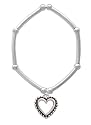 Open Heart with Beaded Border Tube and Bead Charm Bracelet [Jewelry]