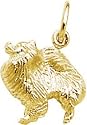 Pomeranian Charm, Gold Plated Silver