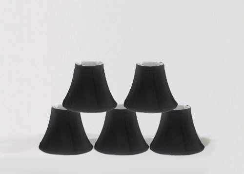 Urbanest Chandelier Lamp Shades, Set of 5, Soft Bell 3"x 6"x 5" Black, Clip On