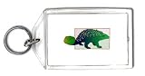 Keychain with green, walking, dinosaur, armor, standing