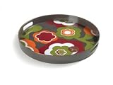 Rachael Ray Groovy Mums Round Tray with Handles 14-in.