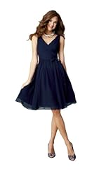 V-neck Knee Length Short Sleeveless Chiffon Bridesmaid Dress 
