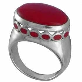 Sterling Silver Red Coral Ring