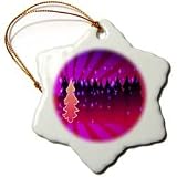 Christmas Trees in Shades of Magenta - 3 Inch Snowflake Porcelain Ornament