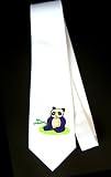 Party Decoration Necktie with eating, sitting, bamboo, bear, panda, china