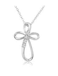 Journey Diamond Infinity Cross Pendant-Necklace in Sterling Silver on an 18 inch Chain