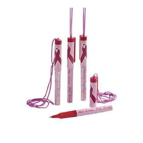 12 Pink Ribbon Breast Cancer Awareness Rope Pens