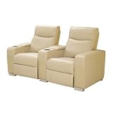 Oscar Leather Home Theater Seating with Refrigerator and Cup Coolers Color: Black, Seats: Three Seats