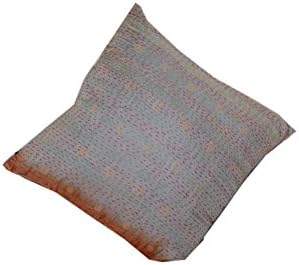 5PEC SET INDIAN Traditional Pillowcase Indian Kantha Stitch Bohemian Cushion 16*16 Throw Pillow Cases Sofa Cushion HANDMADE PRINTED COLORED KANTHA PILLOW COVER SOFA COUCH CUSHION COVER Home Décor