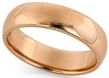 14K Rose Gold Domed Comfort-Fit Wedding Band with Polished Finish, 5mm Wide