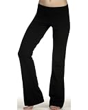 Bella Womens Elastic Waistband Flare Leg Yoga Pants – Black 810 M