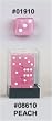 16mm Square Corner 6-sided Peach Glow in the Dark Dice with White Pips