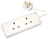 White 2 Gang Extension Lead Fitted With 13A Plug. Hanging Bag 5m