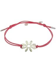 Beautiful Sterling Silver 925 Flower With Adjustable Pink Cord 7.5" Bracelet ...