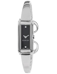 Gucci Womens YA109518 G-Line Black Dial Two Diamonds Watch