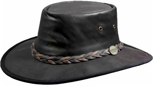 Barmah Squashy Bronco Australian Leather Hat, Medium, Black