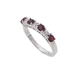  : SilverBin Sterling Silver Anniversary Style Red and Clear Alternating Stone CZ Ring