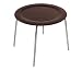 MAHOGANY COLOUR BENTWOOD ROUND COFFEE TABLE W/CHROME LEGS