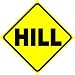 HILL ZONE CROSSING warning road street sign