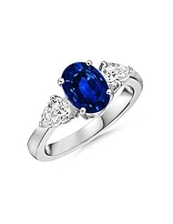 Oval Sapphire Pear Diamond Three Stone Ring - Made In USA