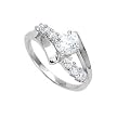 Sterling Silver Rhodium Ring with Clear CZ - Size: 6-9
