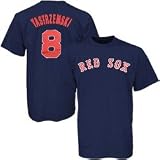 Majestic Boston Red Sox #8 Carl Yastrzemski Navy Blue Cooperstown Collection Jersey T-shirt