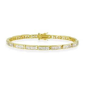 Vermiel (24k Gold over Sterling Silver) Channel Link Simulated Diamond CZ... by SilverSpeck.com