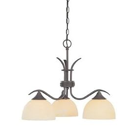 Thomas Lighting SL8143-63 Franklin - Three Light Chandelier, Painted Bronze Finish with Swirl Alabaster Glass