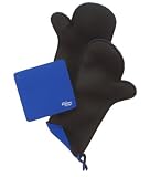 Kitchen Grips 3-Piece Set with Oven Mitts and Table Trivet, Royal Blue