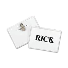 C-Line Clip/Pin Combo Style Name Badge Holders, 4 x 3 Inches, Clear, 50 per Box (95743)