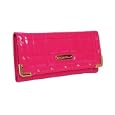 Fuschia pink quilted purse in patent with gold stud detail by Claudia Canova'