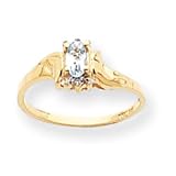 14k Gold .01ct Diamond & Aquamarine Birthstone Ring
