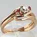 10K Yellow Gold Diamond & Ruby Wedding Ring Set - OldCities Vintage Jewelry