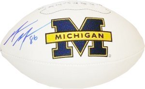 Mario Manningham signed Michigan Wolverines Logo Football