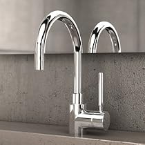 Design Waschtischarmatur / K&uuml;chenarmatur SA-015, Wasserhahn mit einhebelmischer Mischbatterie f&uuml;r Sp&uuml;le / Waschbecken in K&uuml;che / Bad, Sanit&auml;r-Armatur aus Chrom (verchromt), als Badarmatur und Sp&uuml;ltischarmatur einsetzbar, Interama-Armaturen bei DAW