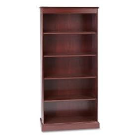HON 94000 Series Bookcase, 5 Shelves, 35-3 4 W by 14-3 8 D by 78-1 4 H, Mahogany