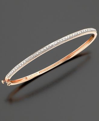 18k Rose Gold Over Sterling Silver Diamond Accent Bangle Bracelet