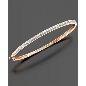 18k Rose Gold Over Sterling Silver Diamond Accent Bangle Bracelet by Rose Gold Bracelet