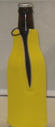 Collapsible Foam Beer Koozie Cooler with Zipper, Yellow