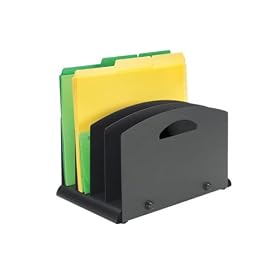 MMF Industries Vertical Four-Compartment Steel File Organizer with Punch Out Handle (29304)
